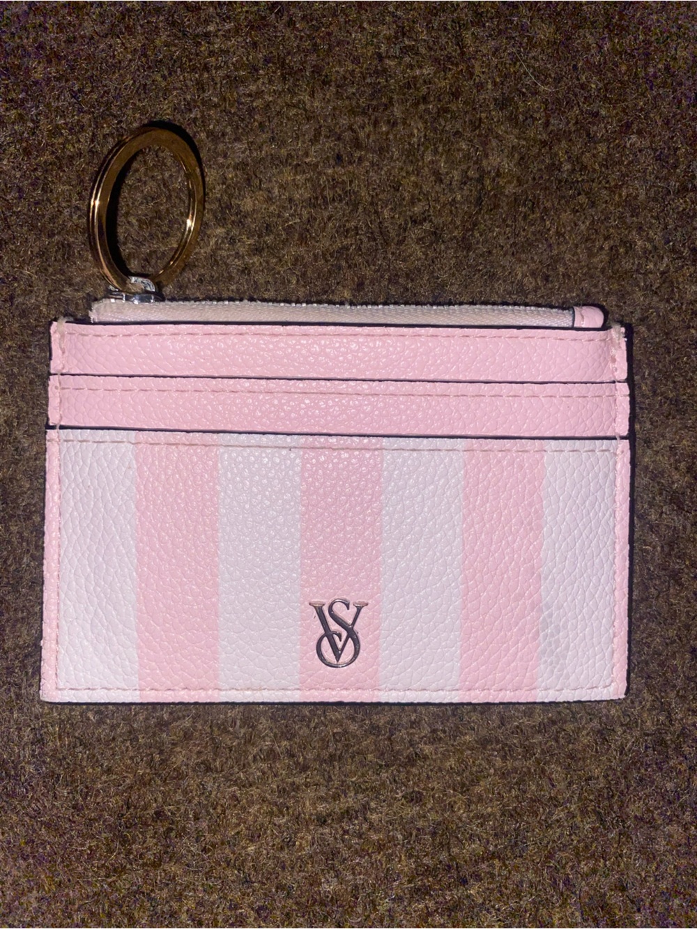 Victoria's Secret Pink & White Striped Card Holder/ mini wallet